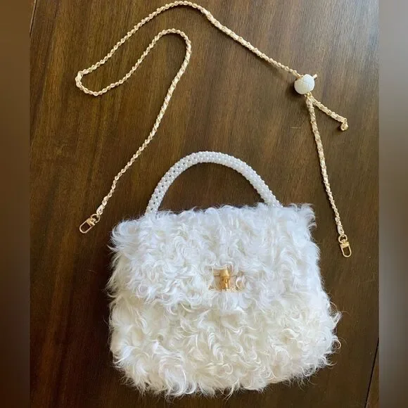Handmade Genuine Curly Shearling Purse Includes 2 Chain Styles